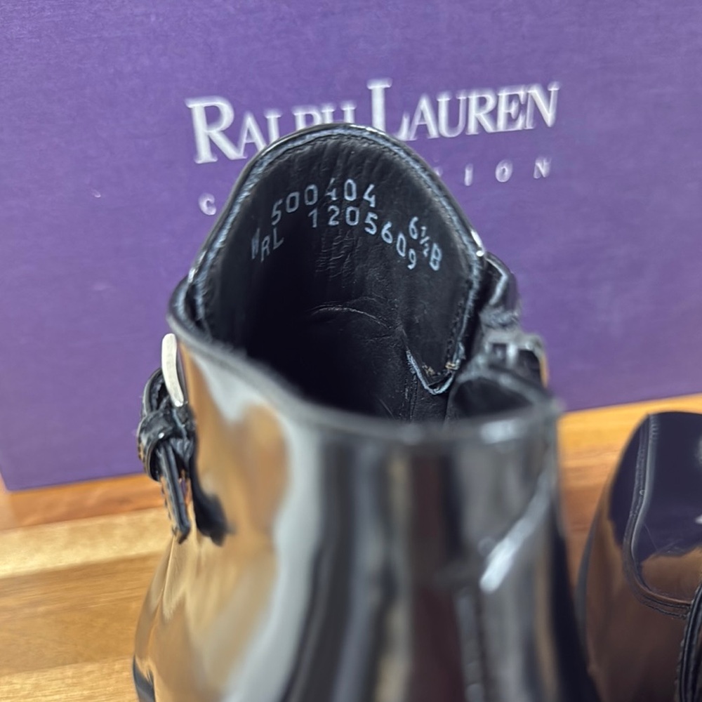 Ralph Lauren Purple Label Black Ankle Boots with Polished Leather - Picture 6 of 9